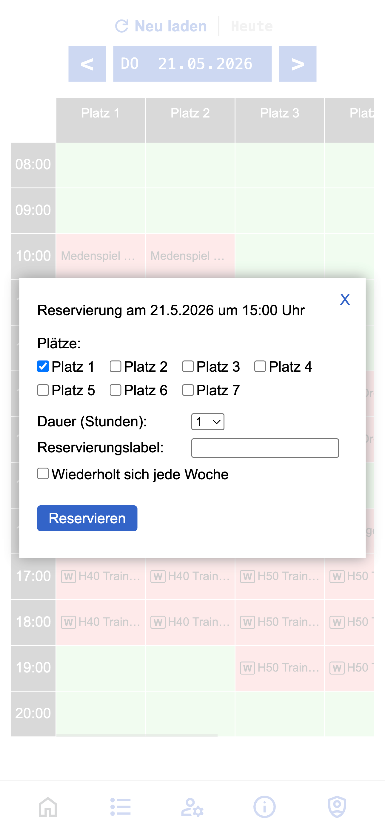 Abzumplatz reservation details